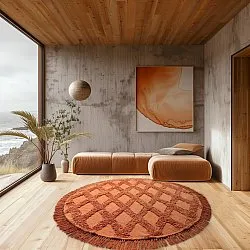 Kruhový koberec - Pamplona Natural Cotton Shaggy (terracota)