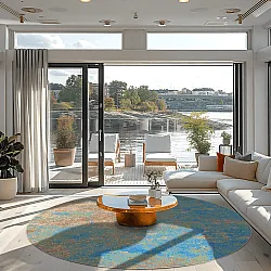 Kruhový koberec - Pavoa (modrý)