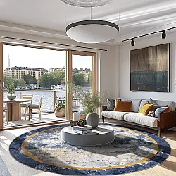 Kruhový koberec - Peri (modrý/multicolor)