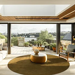 Kruhový koberec - Saranda (zlatý)