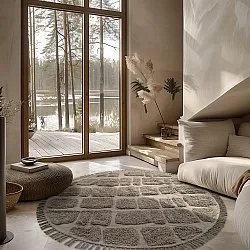 Kolo koberce - Salem Natural Cotton Shaggy (taupe)