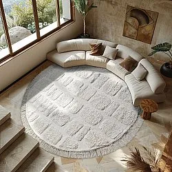 Kolo koberce - Salem Natural Cotton Shaggy (offwhite)