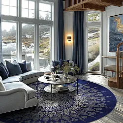 Kruhový koberec - Sandrigo (modrý/bežový)