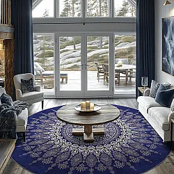 Kruhový koberec - Sandrigo (modrý/bežový)