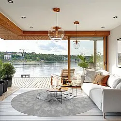 Kruhový koberec - Sandrigo (šedý/biely)