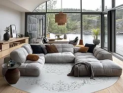 Kruhový koberec - Santi (biely/sivý)