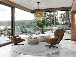 Kruhový koberec - Santi (biely/sivý)