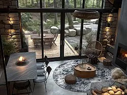 Kruhový koberec - Santi (modrošedá/biela)