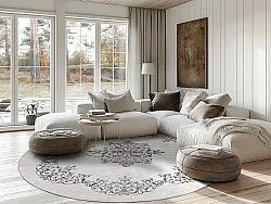 Koberec okrúhly - Santi (biela/čierna)