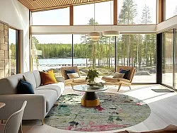 Kruhový koberec - Satriano (šedý/multicolor)