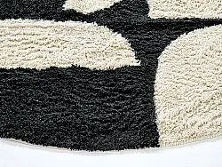 Kruhový koberec - Siberia Natural Cotton Shaggy (offwhite/čierny)