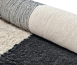 Kruhový koberec - Siberia Natural Cotton Shaggy (offwhite/čierny)