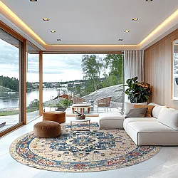 Kruhový koberec - Siliana (modrá)