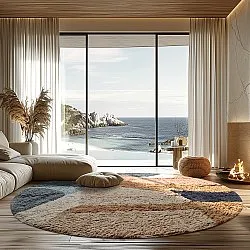 Kruhový koberec - Sion Natural Cotton Shaggy (multi)