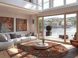 Kruhový koberec - Soussi (červený/multicolor)