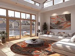 Kruhový koberec - Soussi (červený/multicolor)