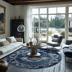 Kruhový koberec - Taknis (modrý)