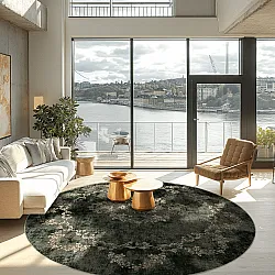 Kruhový koberec - Taknis (tmavozelený)