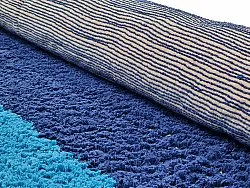 Kruhový koberec - Taro Natural Cotton Shaggy (modrý)