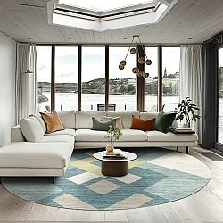 Koberec okrúhly - Temara (modrý/multicolor)