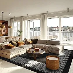 Koberec Wilton - Tilos (čierny/biely)