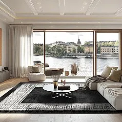 Koberec Wilton - Tilos (čierny/biely)