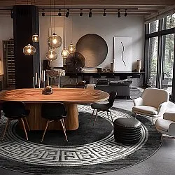 Kruhový koberec - Tilos (čierna/biela)