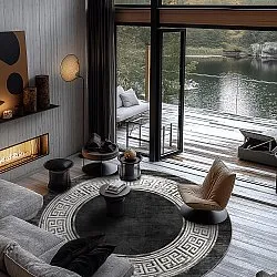 Kruhový koberec - Tilos (čierna/biela)