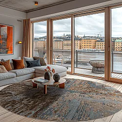 Kruhový koberec - Tizzano (modrý/multicolor)