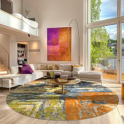 Kruhový koberec - Tizzano (oranžový/multicolor)