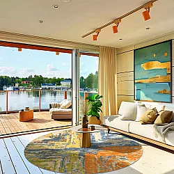 Kruhový koberec - Tizzano (oranžový/multicolor)