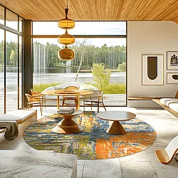 Kruhový koberec - Tizzano (oranžový/multicolor)