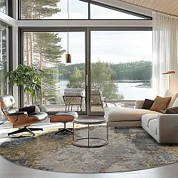 Kruhový koberec - Travale (šedá/multikolórová)