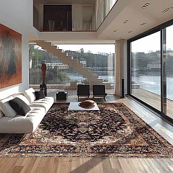 Koberec Wilton - Vakifli (čierny/multicolor)