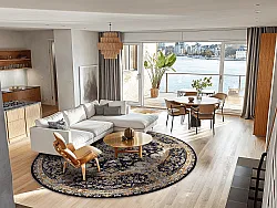 Kruhový koberec - Vakifli (čierna/multikolórová)