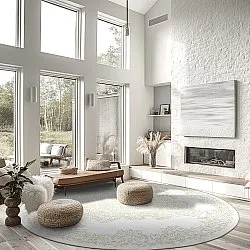 Kruhový koberec - Valenza (biela/bežová)