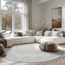 Kruhový koberec - Valenza (biela/bežová)