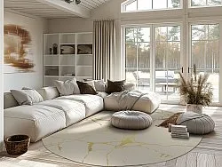 Kruhový koberec - Vieste (béžová/zlatá)