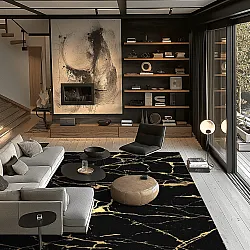 Koberec Wilton - Vieste (čierny/zlatý)