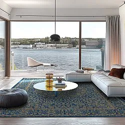 Koberec Wilton - Vinadio (modrá/zlatá)