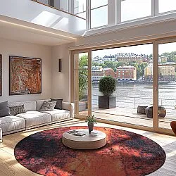 Kruhový koberec - Wells (oranžová)