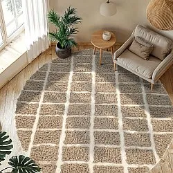 Kruhový koberec - Zola Natural Cotton Shaggy (béžový)