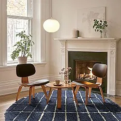 Kolo koberce - Zola Natural Cotton Shaggy (modrá)