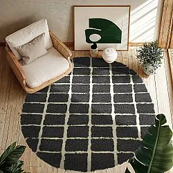 Kolo koberce - Zola Natural Cotton Shaggy (tmavošedá)