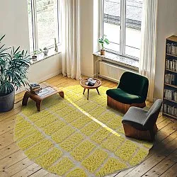 Kruhový koberec - Zola Natural Cotton Shaggy (žltý)