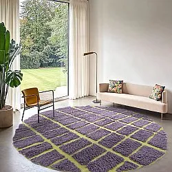 Kruhový koberec - Zola Natural Cotton Shaggy (fialový)