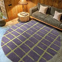 Kruhový koberec - Zola Natural Cotton Shaggy (fialový)