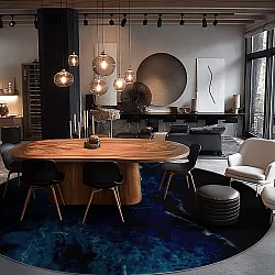 Kruhový koberec - Zuani (tmavomodrý)