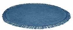 Kolo koberce - Alba Natural Cotton Shaggy (modrý)