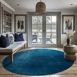 Kruhový koberec - Artena (tmavomodrý)